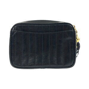 Chanel shoulder bag fringe black chain Mark Coco lizard